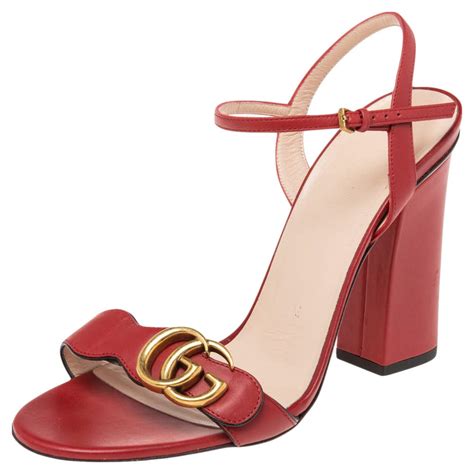 red gucci marmont sandals|Gucci Marmont ankle strap sandals.